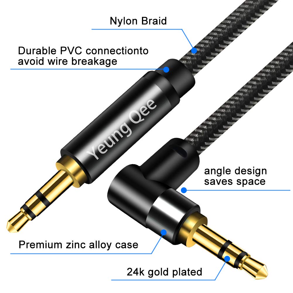 3.5mm Aux Cable 1ft, 3.5mm Nylon Braided Male to Male Stereo Audio Cable Audio Auxiliary Input Adapter for Headphones, Car, Home Stereos, Speaker