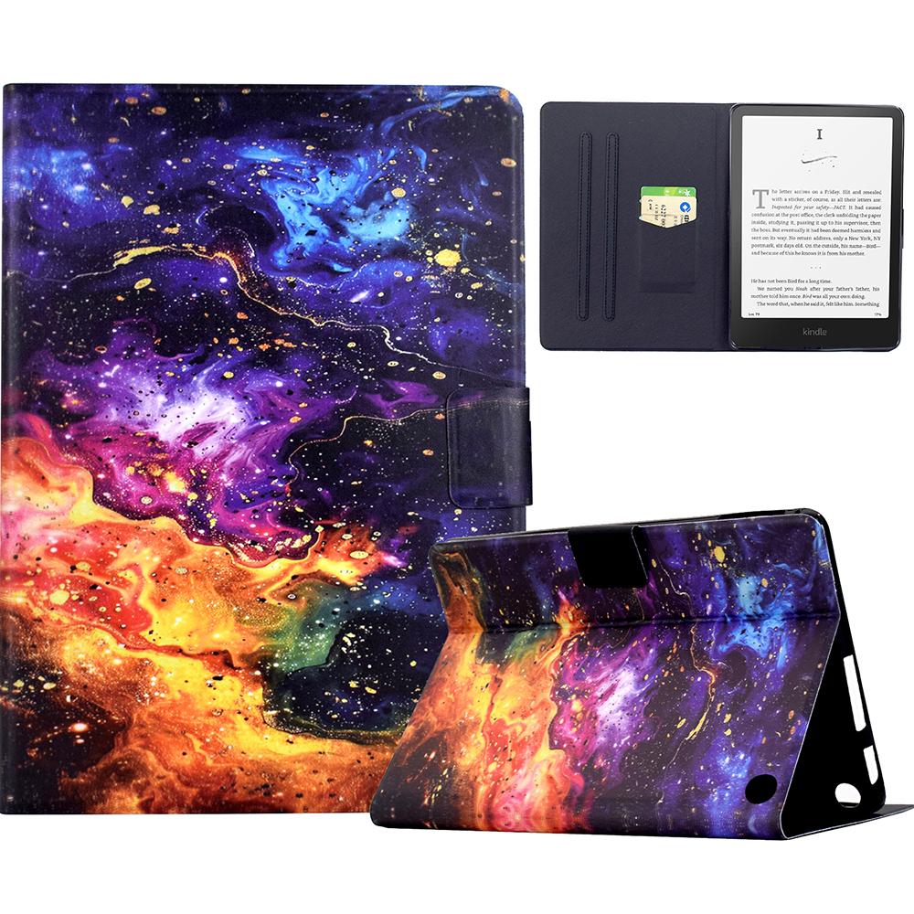Para Amazon Fire 7 (2022) Capa com Suporte e Estampa para Tablet, Capa de Couro com Despertar/Suspender Automático