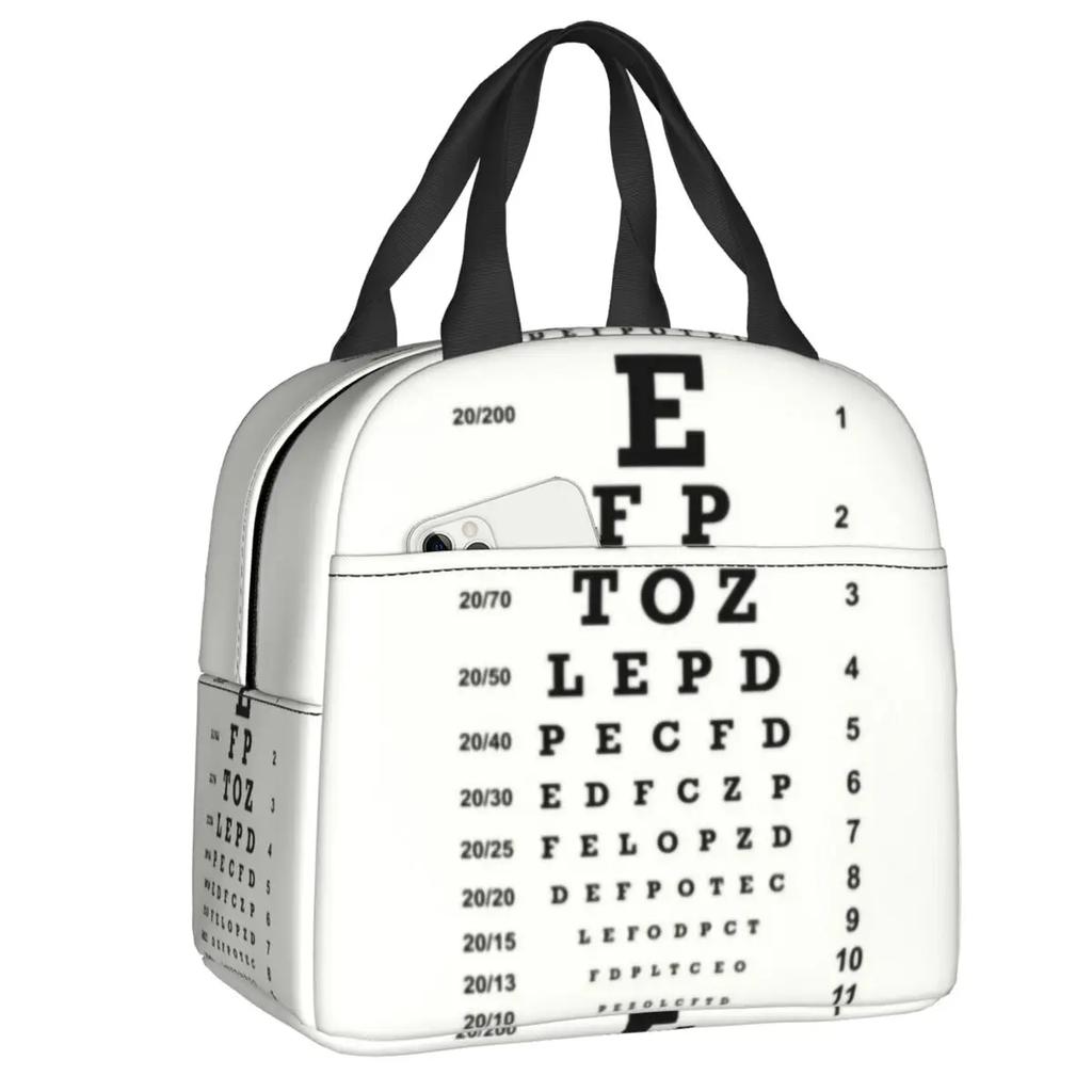 Funny Drummers Eye Chart Thermal Insulated Lunch Bag Women Resuable Lunch Container for School Office Outdoor Storage Food Box