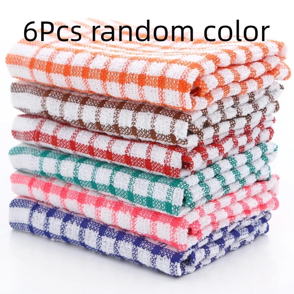 1/6PCS Cotton Kitchen Tea Towels Absorbent Lint Free Catering Restaurant Cloth Dish Towels Cleaning Cloth Kitchen Cleaning Towel
