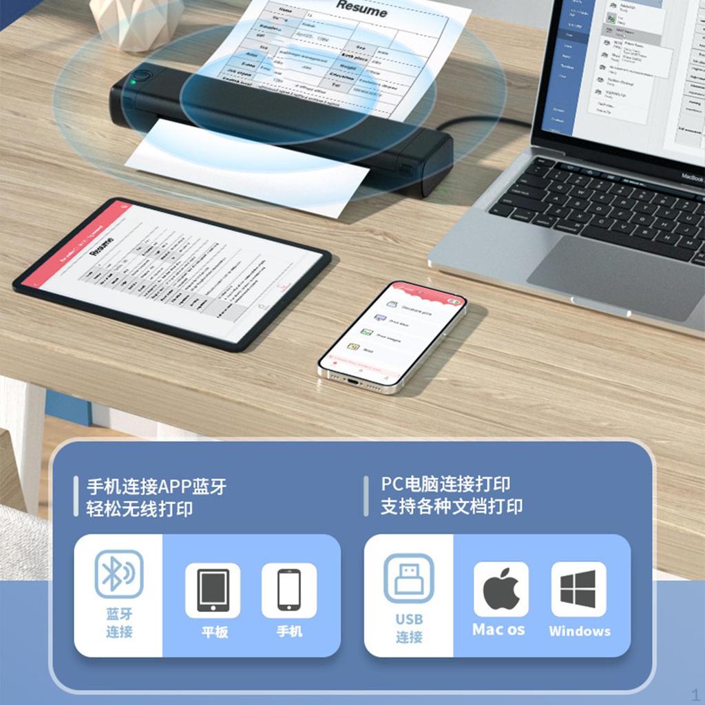 Thermal Printer 1 Set Convenient Portable for Office Business Documentation