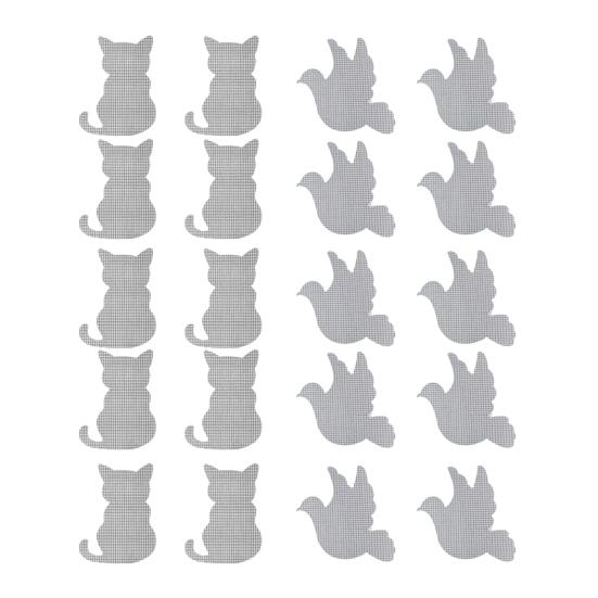 20Pcs Self Adhesive Window Screen Stickers Cat Bird Shaped Screen Repair Patch Waterproof Screen Repair Kit for Mosquito Nets Tents