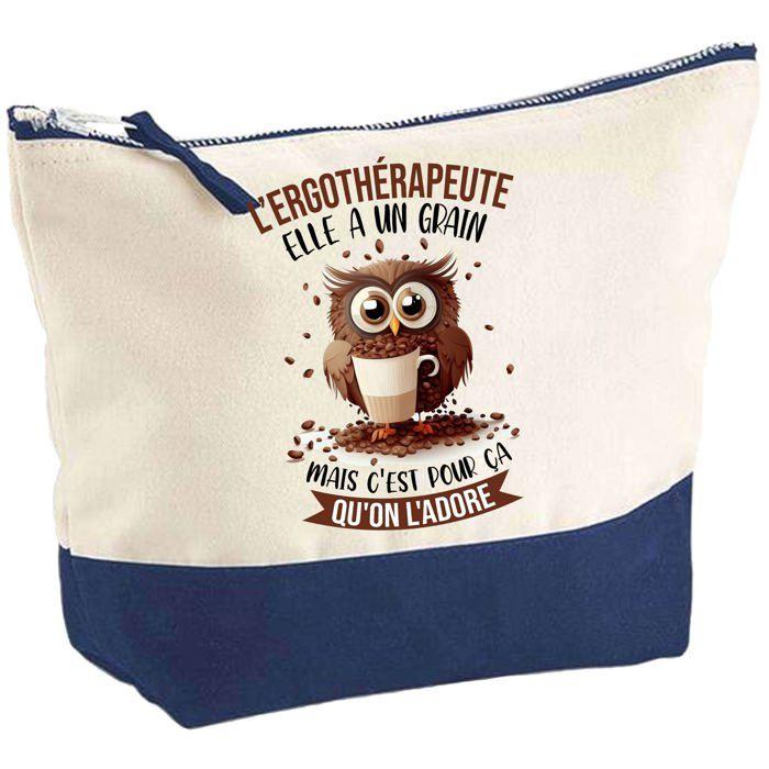 Trousse de maquillage - PLANETEE - L'Ergothérapeute Chouette Grain - Grand format - Coton - Impression HD