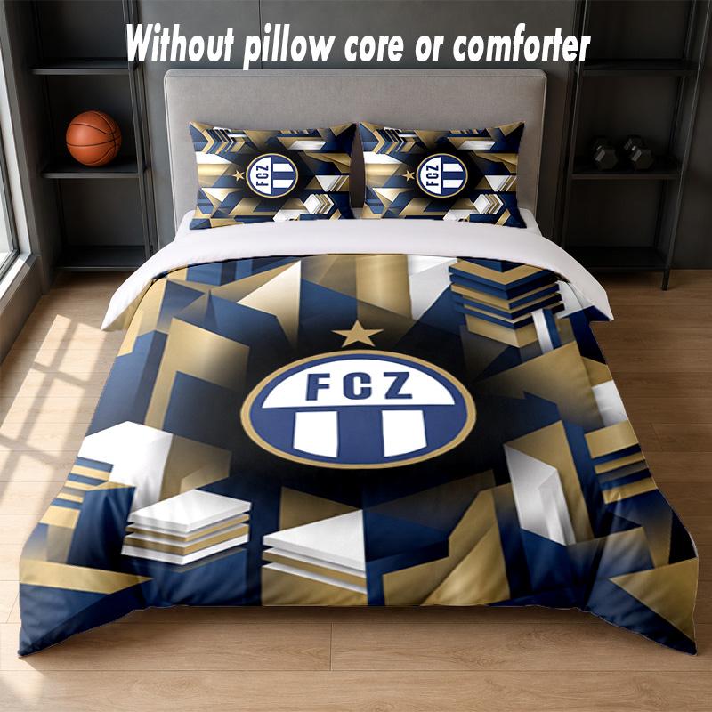FC Zürich Design Bed Bedding Set 1 Duvet Cover + 2 Pillowcases Soft Breathable Household Bed Linens