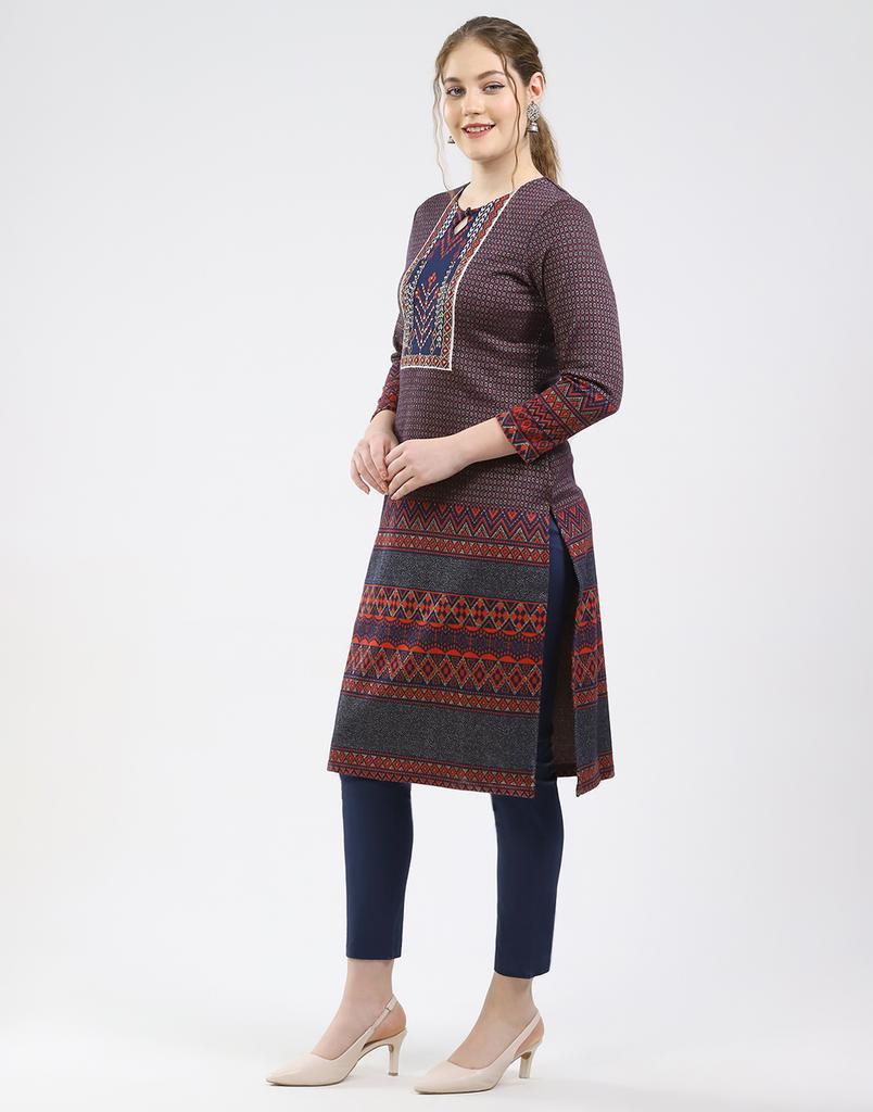 Monte Carlo Women Round Neck Full Sleeve Kurti