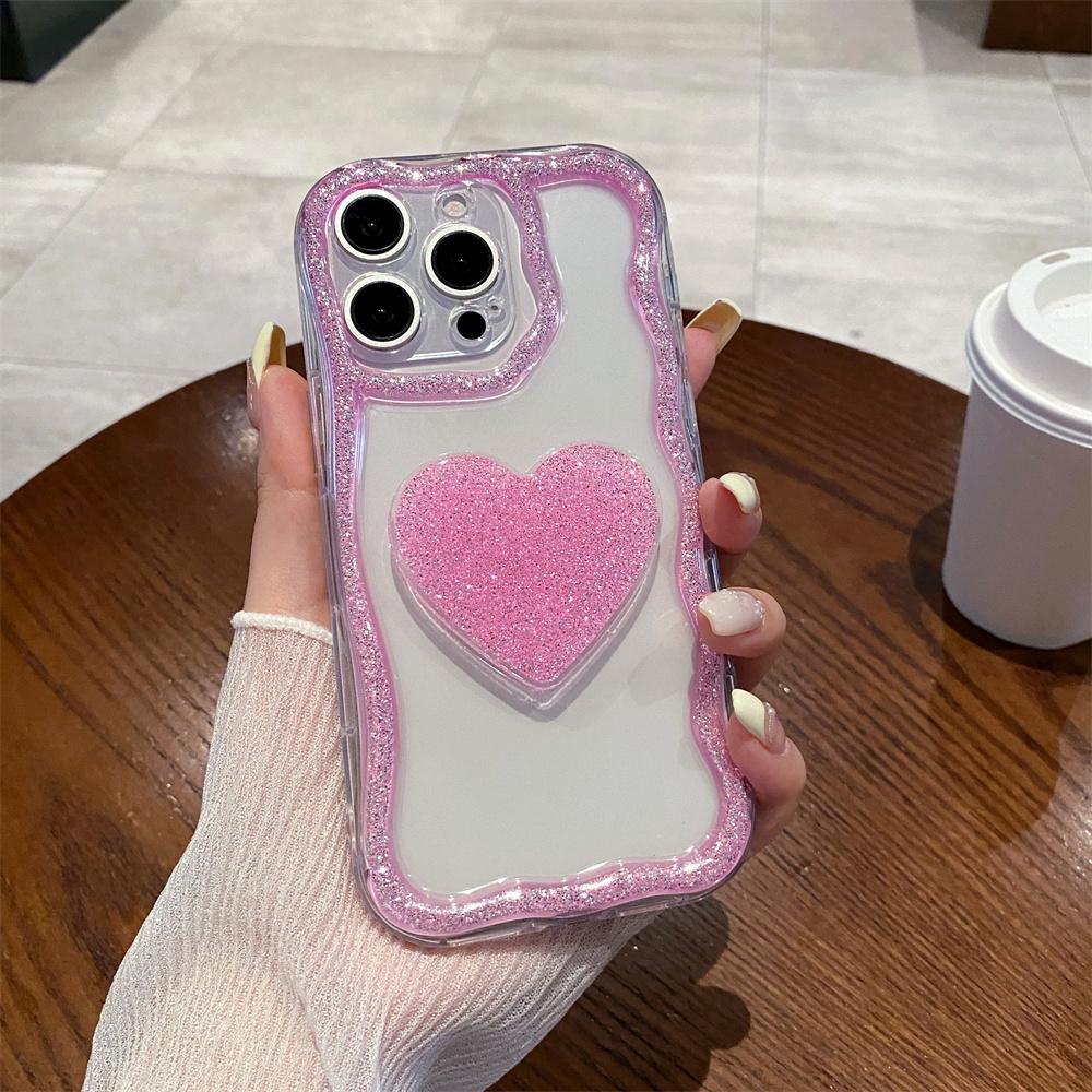 

Чехол для телефона с блестящим бриллиантовым сердцем для iPhone 16 15 14 13 12 11 Pro Max Plus, симпатичный 3D-чехол с сердечком, противоударный For iPhone 13