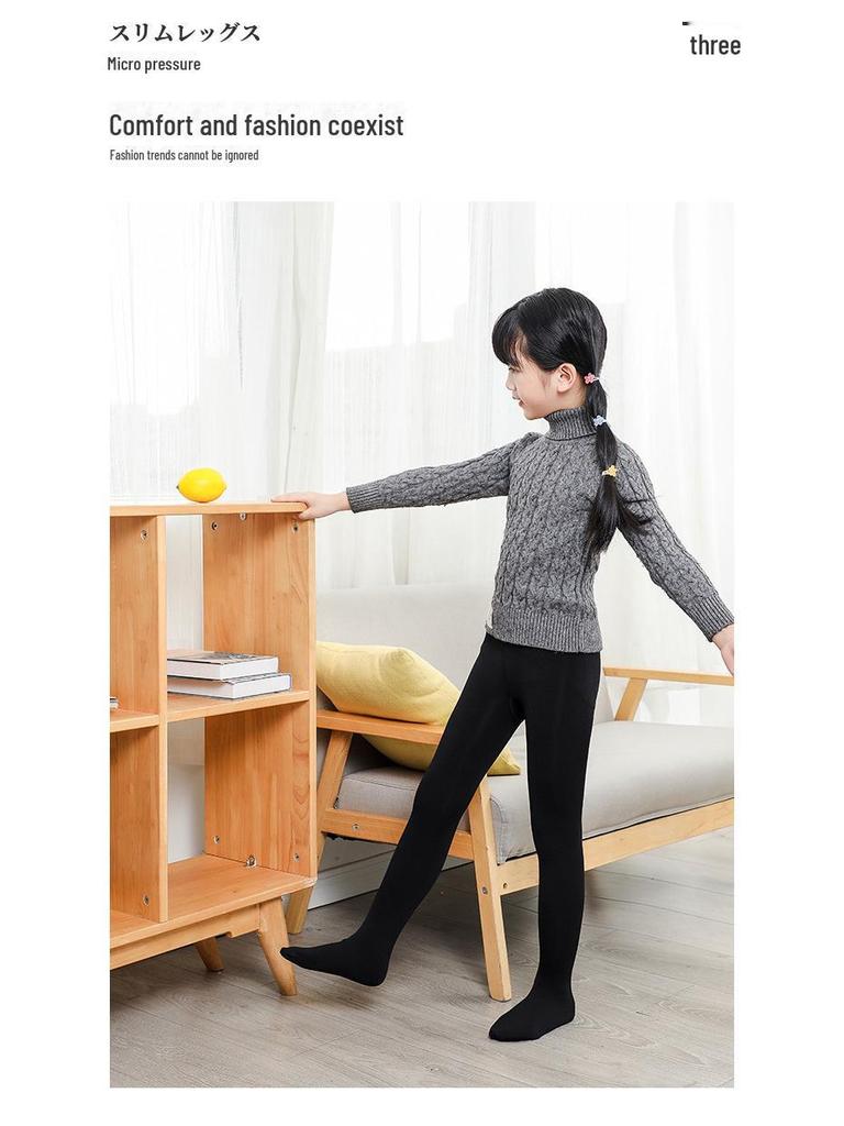 1600D Girls' Winter Dragon Claw Wool Pants & White Dance Socks Set