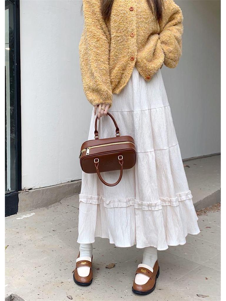 Corduroy Girly Style Long Slimming Cake Skirt - Autumn/Winter Collection