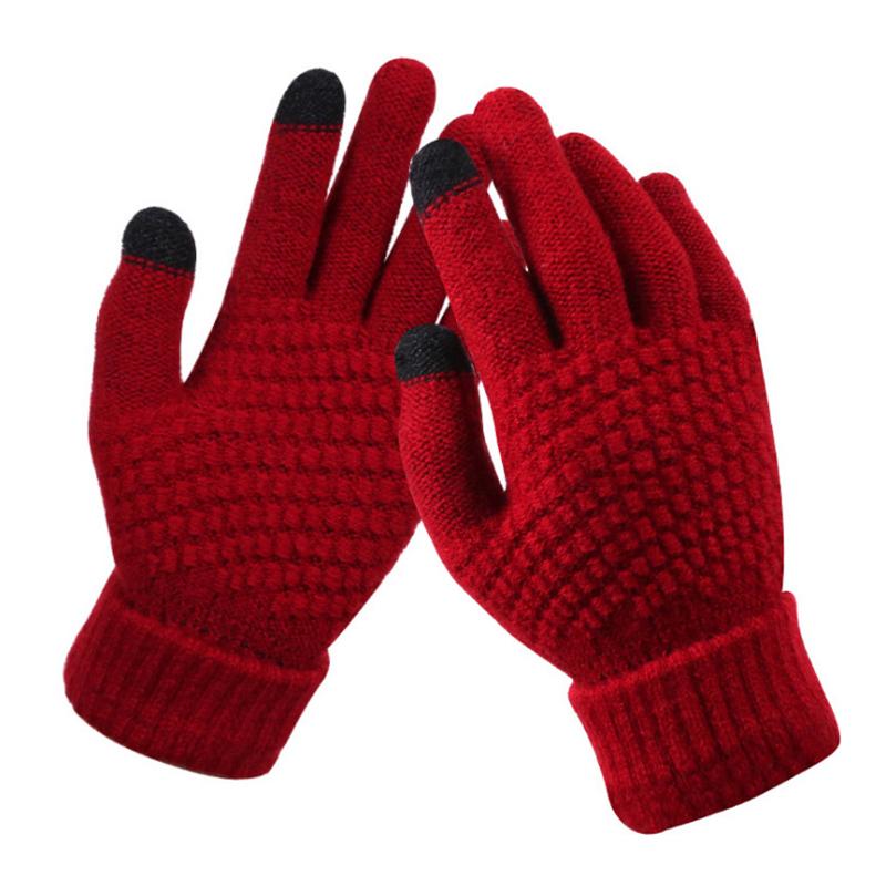 Winter Touchscreen Handschuhe Damen Herren Warm Stretch Strick Fäustlinge Imitatwolle Vollfinger Guantes Häkeln Luvas Verdicken Handschuhe