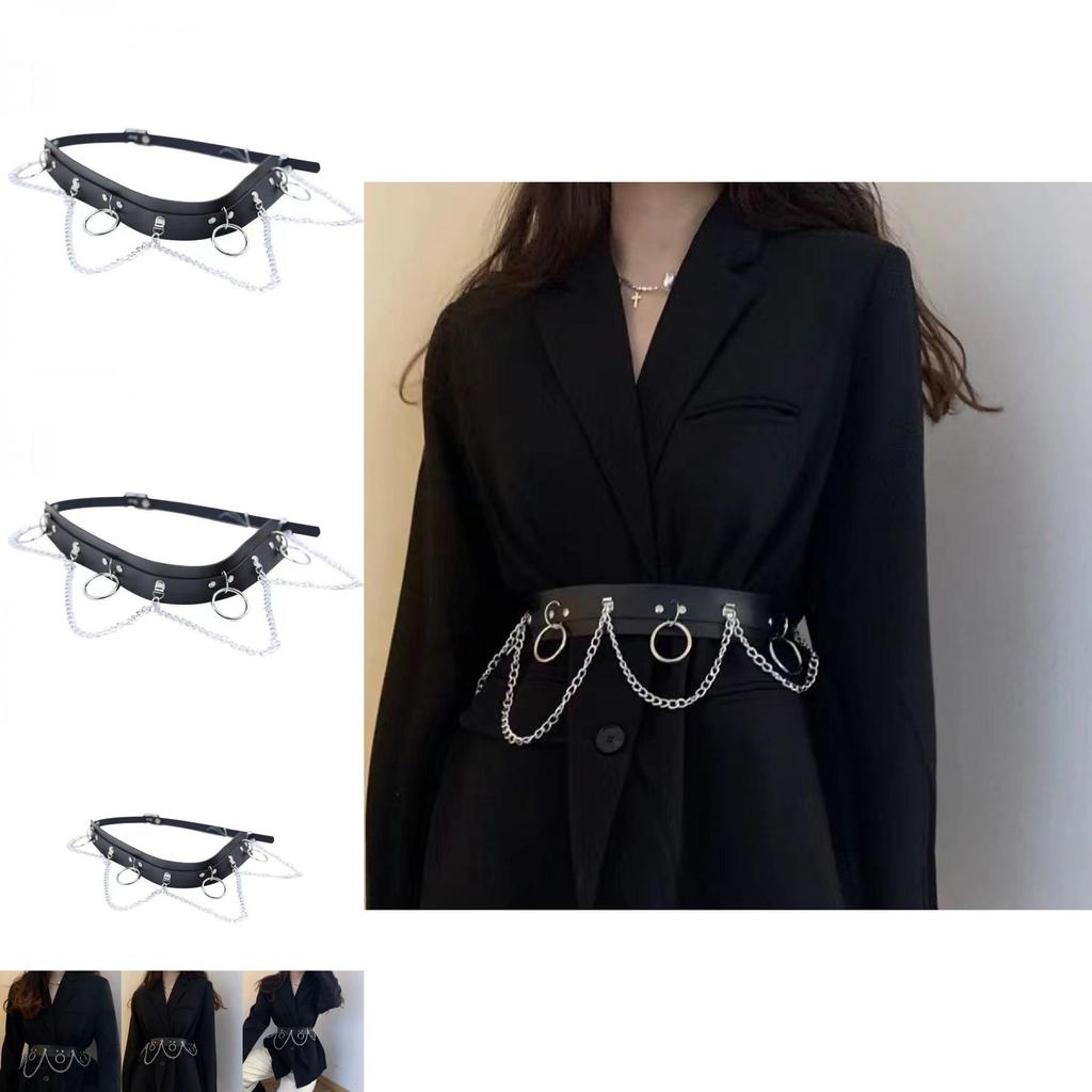 Trendy Black Wide Waist Chain Belt For Women Perfect For Dresses And Coats