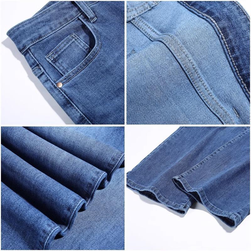 Jeans Uomo Uomo Blu Chiaro Vita Media Elasticizzati A Zampa Jeans A Zampa Designer Classico