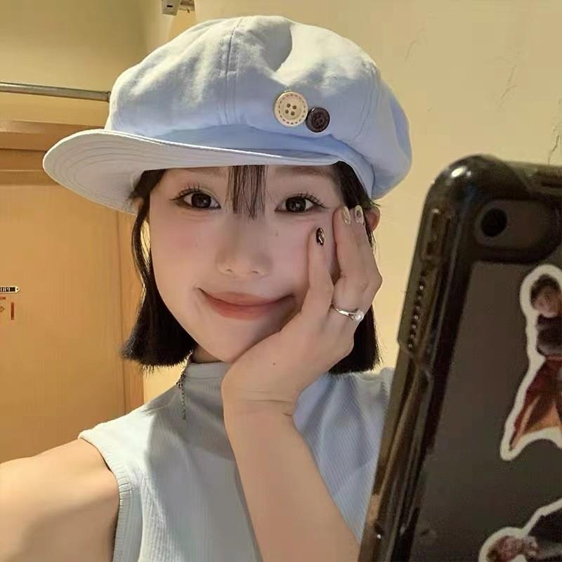 Vintage Japanese Blue Cloud Beret Hat For Women Summer Lightweight Versatile Style