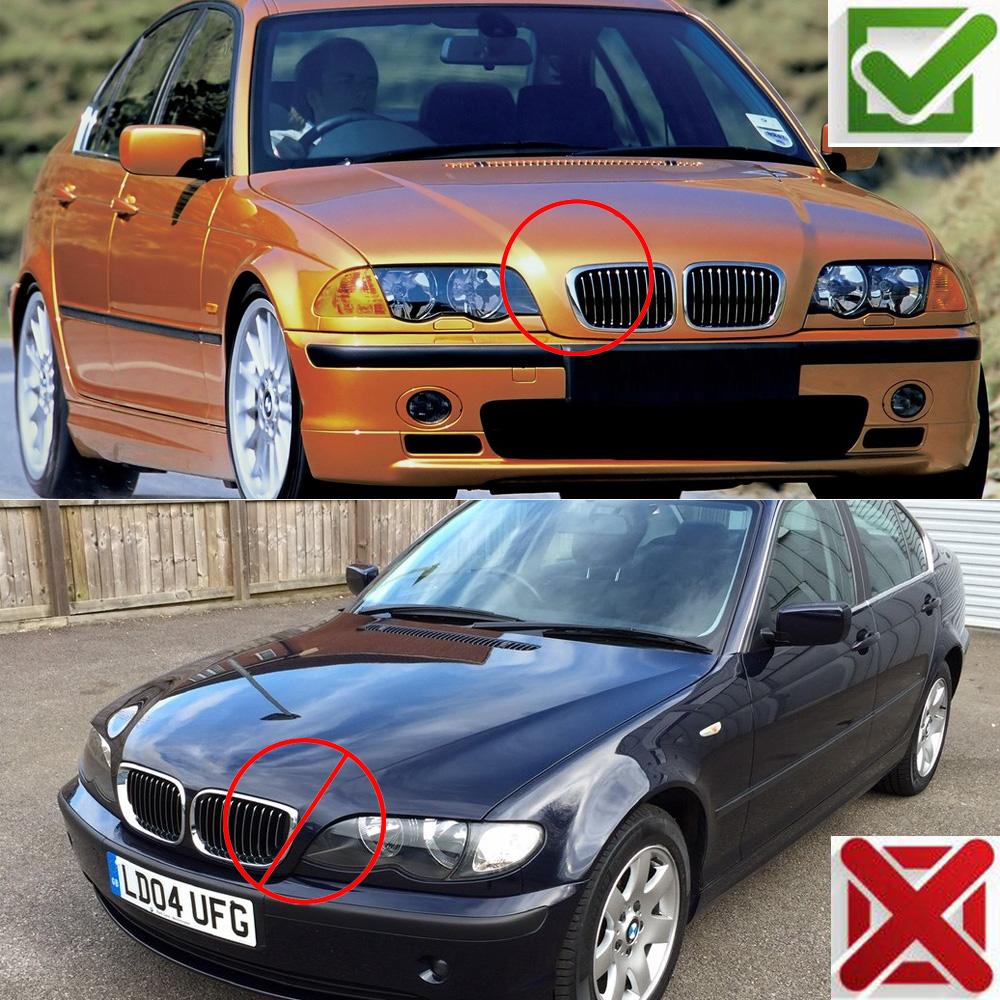 Gloss black Front Kidney Grille Slat Style Grill for For BMW E46 4 door 1998 1999 2000 2001 Car styling