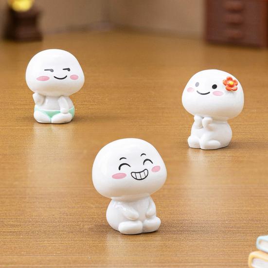 4 Pcs Mini Doll Figurine Tiny Cute Doll with Cartoon Expression for Fairy Garden Micro Landscape Plant Pots Bonsai Cake Topper Decor DIY Crafts