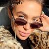 Fashion Small Irregular Sunglasses Women  Luxury Brand Designer Trendy Polygonal Sun Glasses Ladies with Metal Eyewear Chain