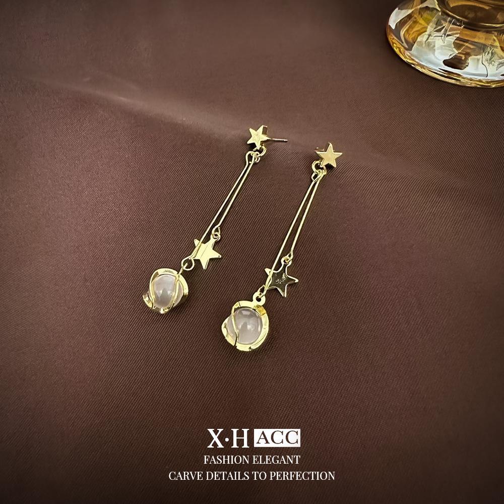 Silberne Nadel Katzenaugenstein Blume Ohrringe - Elegantes, vielseitiges Modeaccessoire für Frauen