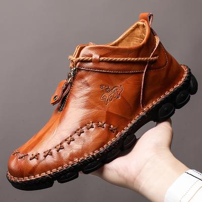 Stivali da Uomo in Pelle Fatti a Mano Stivaletti Casual da Uomo Scarpe con Cerniera per Uomo 39-48