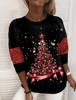 XS-8XL Women's T shirt Tee Snowflake Sparkly Christmas Tree Christmas Weekend Painting Tee Long Sleeve Print Round Neck Basic