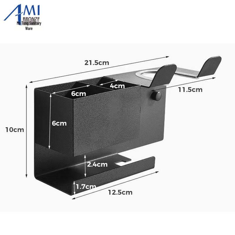 Wall-Mounted Hair Dryer & Curling Iron Holder with No-Punch Straightener and Ironing Board Rack