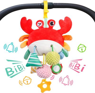 Non-Toxic Car Seat Stroller Toys For Babies 0-6 Months Crab Baby Infant Newborn Stroller Toys With Beep Mirror Small Bell Baby Teether