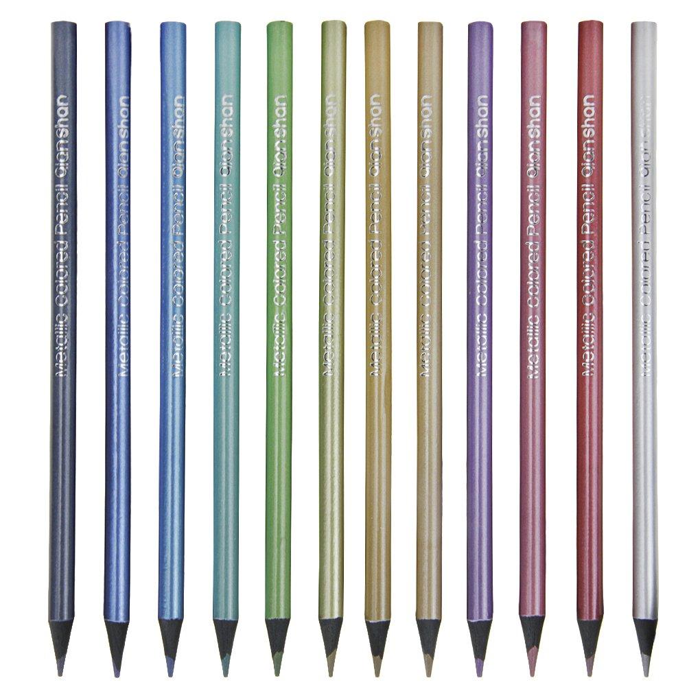Metallic Color Pencil Vivid Colors for Photo Album Stylish Writing Instruments 12-Color Set Smooth, Drawing, Painting, Doodling, Art, Design,
