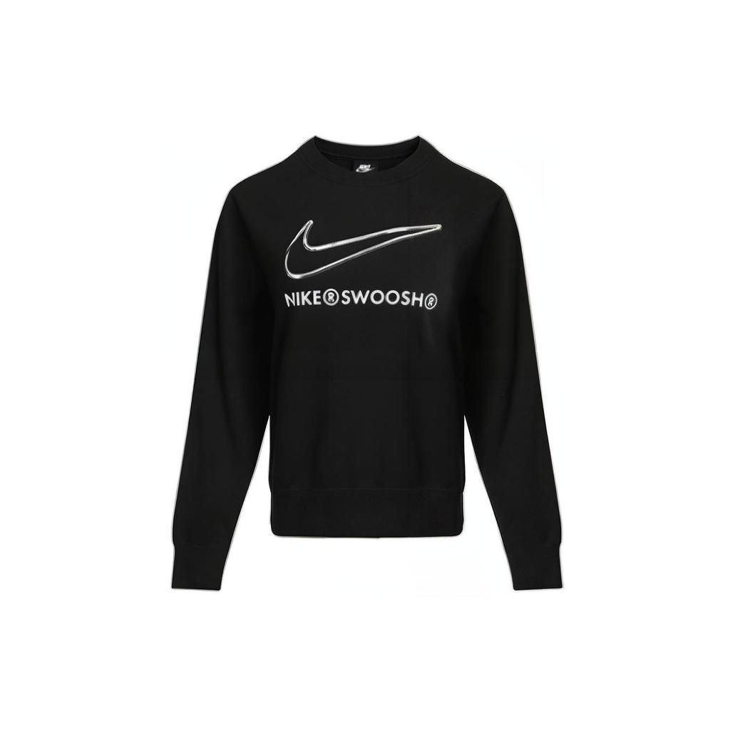 Nike As W Nsw Swsh Crew Fleece Logo Print American Style Sweatshirt Women Sweatshirt Black DJ6947-010