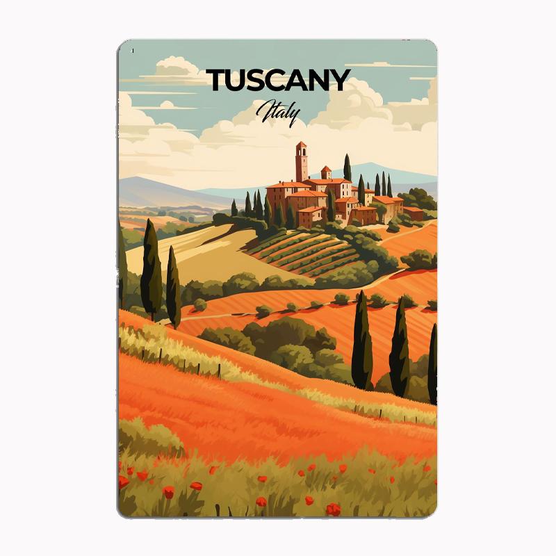 

Tuscany Italy Travel Print Poster Retro Metal Sign Mural Plates Club Tin Home Decor Room Decoration Wall Decor 30x40cm(11.8x15.7inch)