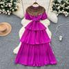 Court Style Light Luxury High-end Bubble Sleeve Dress Women's Summer Heavy Industry Sequin Design Beautiful Temperament Cake Dress