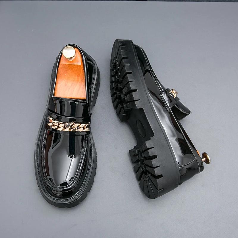 New Trend Stylish Men's Loafers Soft Moccasins Punk Style Casual Leather Shoes Thick Bottom Male Dress Flats Abiye Driving Shoes