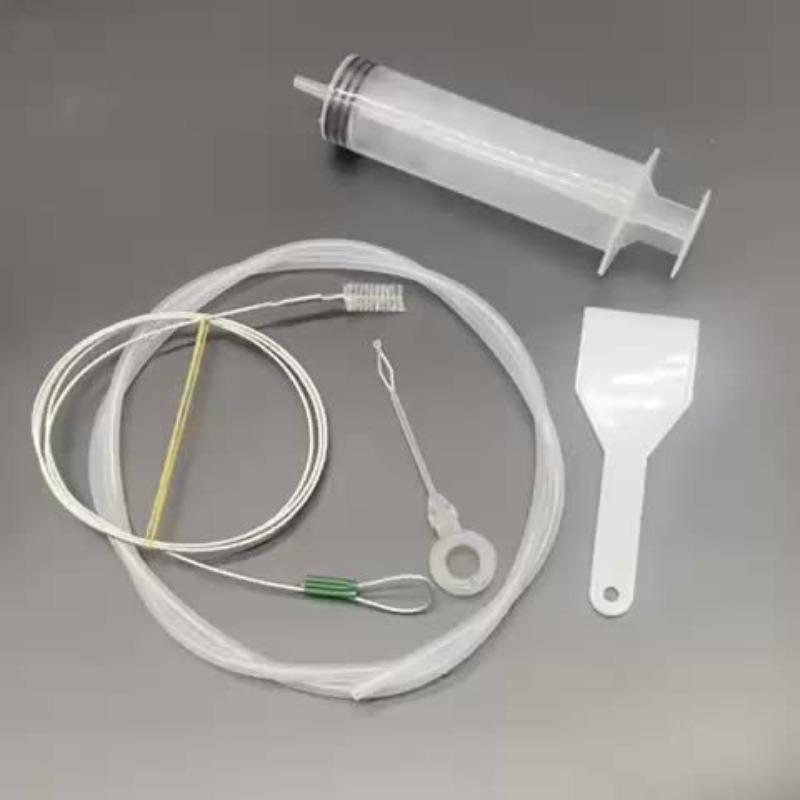 Kühlschrank Abflussloch Verstopfungsentferner Set, Abflussreinigungswerkzeug, Bürste, Wassereinspritzrohr, weicher Schlauch, verwendet zum Entfernen von Kühlschrankrückständen und Schmutz