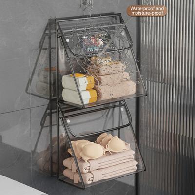 Badezimmer Hängebeutel Großes Fassungsvermögen Doppellagig Wasserdicht Transparentes Design Kleideraufbewahrungsbeutel Kosmetik-Organizer