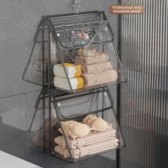 Bathroom Hanging Bag Large Capacity Dual Layer Waterproof Transparent Design Clothing Storage Bag Cosmetic Organizer