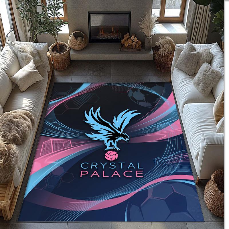 Crystal Palace Football Print Crystal Velvet Rug, Comfortable Water Absorbent Non Slip Indoor Floor Carpet