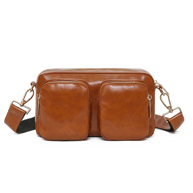 

Женская наплечная сумка большой вместимости из мягкой кожи, сумка через плечо, многофункциональная нагрудная сумка коричневый