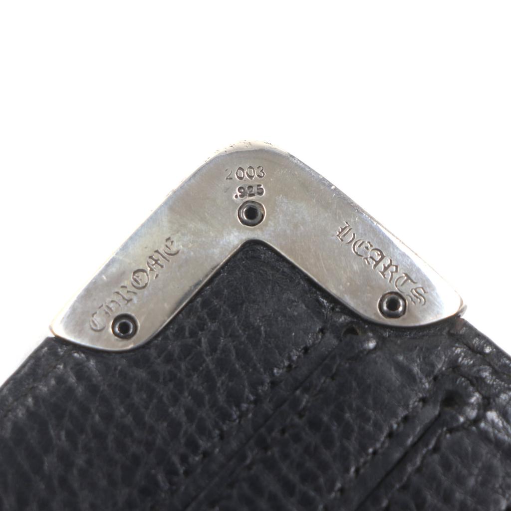 Very Good CHROME HEARTS Purse LNG SNGL FLD TIPS Single Fold black leather mens Used