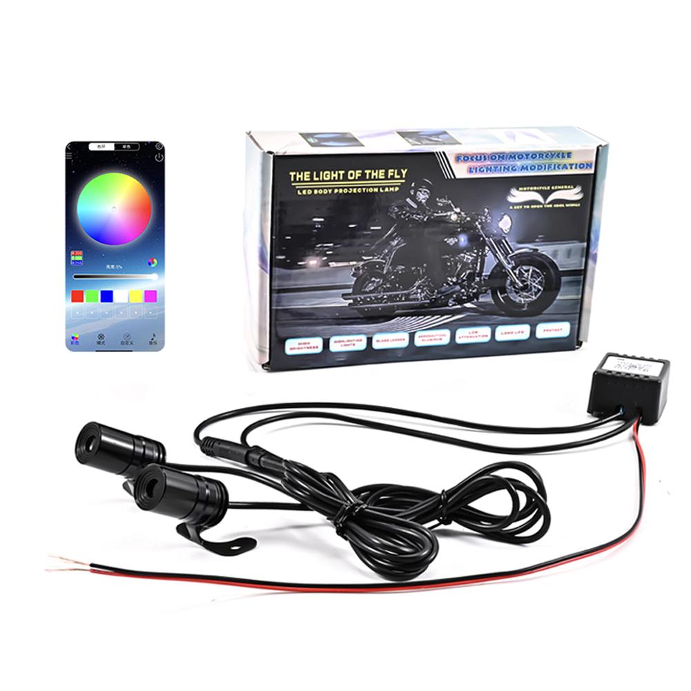 3x Motorcycle LED Wing Lights Welcome Light Angel Wings Style Projection Lights for Motorcycle Modified Decorative Ambient Lamp