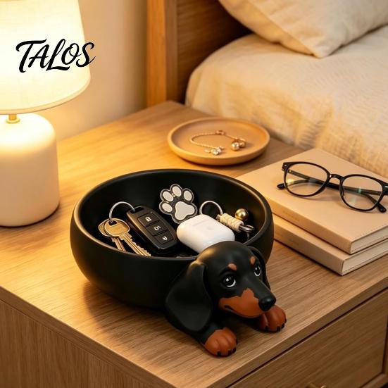 Geburtstagsgeschenke für sie 3D-gedruckte Dackel-Aufbewahrungsschale, Harz-Hundeform Desktop-Organizer Schlüssel Schmuck, Dekorative Münzablage Kleinigkeiten Schale,