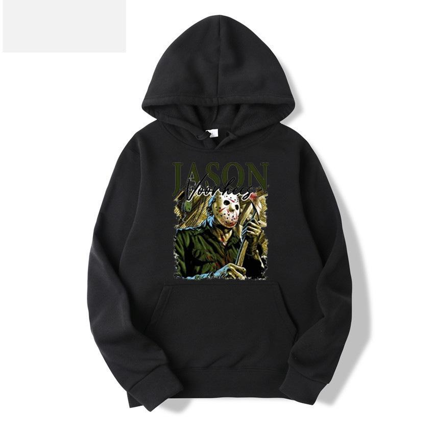 Fall Minimalist Retro Horror Movie Print Men And Women Hooded Sports, Halloween