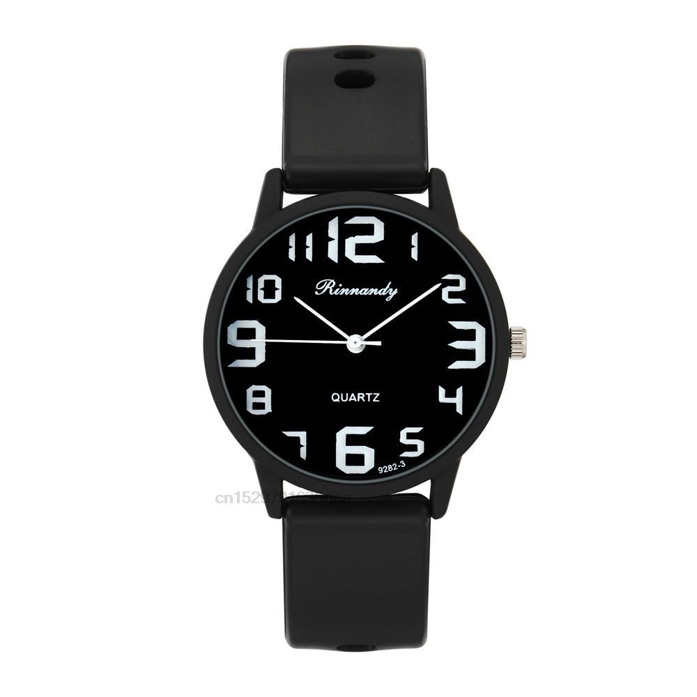 Dámské silikonové hodinky Minimalistický číselník Dámské křemenné náramkové hodinky