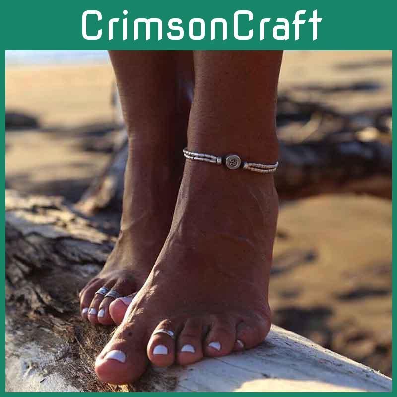 Retro Barfuß-Fußkettchen für Damen mit Yoga-Anhänger und Strand-Persönlichkeits-Schmuck