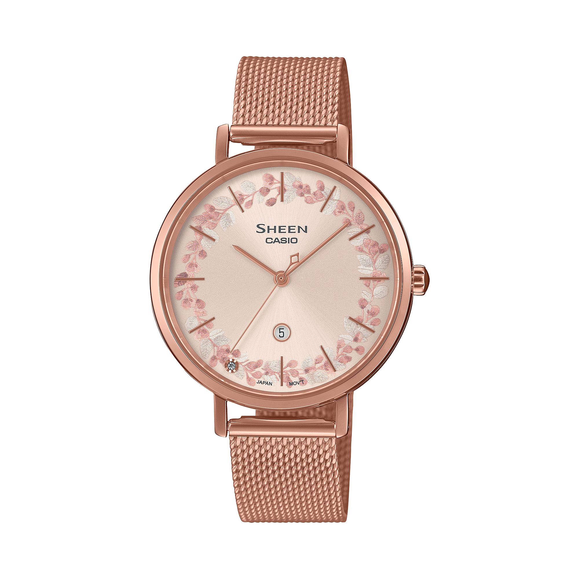 Casio Sheen Women s Stainless Steel 50M Water Resistant Analog Quartz Watch SHE-4539FPM-4A красный