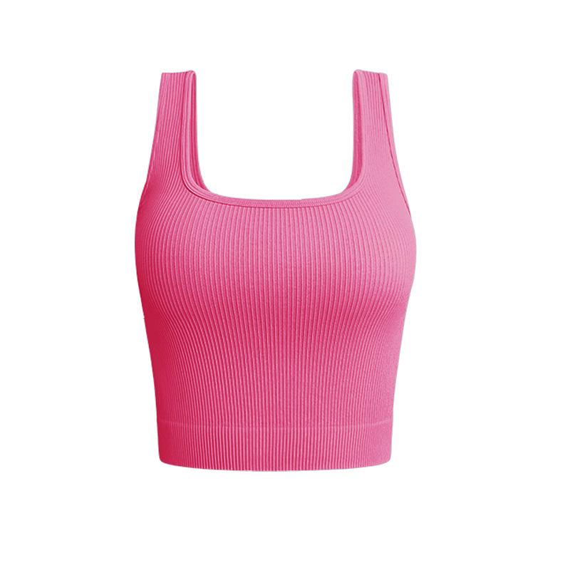 

Топ для фитнеса и йоги без чашек, однослойная амортизирующая нить, бесшовное нижнее и верхнее белье, спортивный бюстгальтер для фитнеса и йоги для женщин L