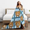 Cute Bear Rilakkumas Flannel Blanket Winter  Warm Throw Blanket for Kids Adult Bedroom Funny Bedspread Sofa Bed Cover