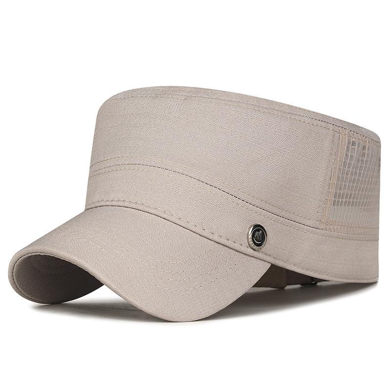 Men's Summer Sunshade Hat  Outdoor Breathable Mesh Hat Sunscreen Thin Adjustable Flat Top Hat