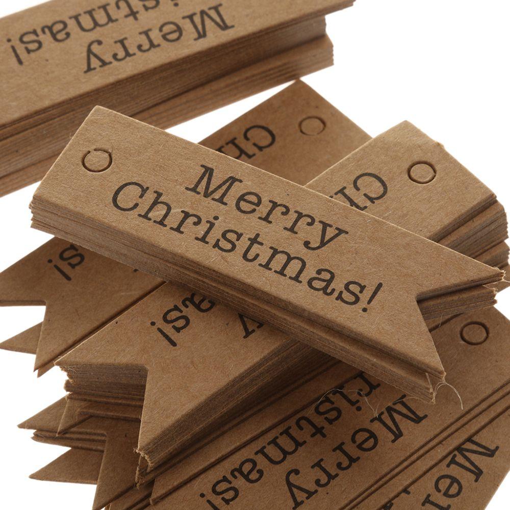 

100pcs New Party Supplies Home Decor Kraft Paper Tags Xmas Hanging Christmas Ornaments Gifts Label коричневий