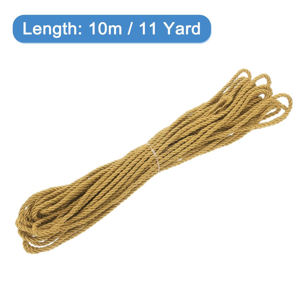 Uxcell 11 Yard 3mm Twisted Cord Trim 3-Ply Twine Braided Rope Shiny Thread String for Craft Gift Bag Curtain Christmas Decor
