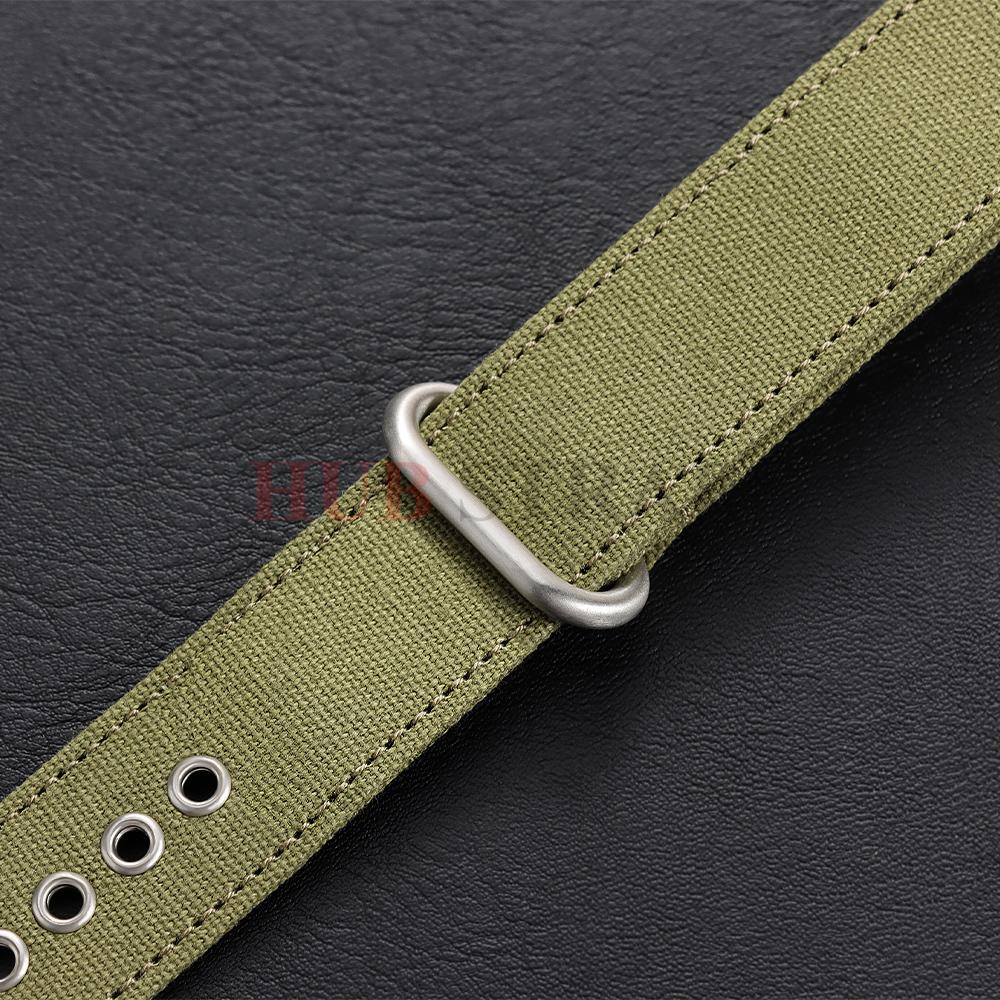Canvas Nylon Watchband Business Men Women 18/20/22mm Black Khaki Green Outdoor Sports Watch Strap Metal Buckle Watch Accessories