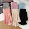 Trendy Knitting Warm Gloves Thicken Touch Screen Mittens Elastic Solid Color All Finger Gloves For Women Girls