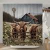 Highland Cow Shower Curtain Farmhouse Funny Bull Rustic Western Watercolor Spring Florral Cute Animal Plant Kids Bathroom Decor