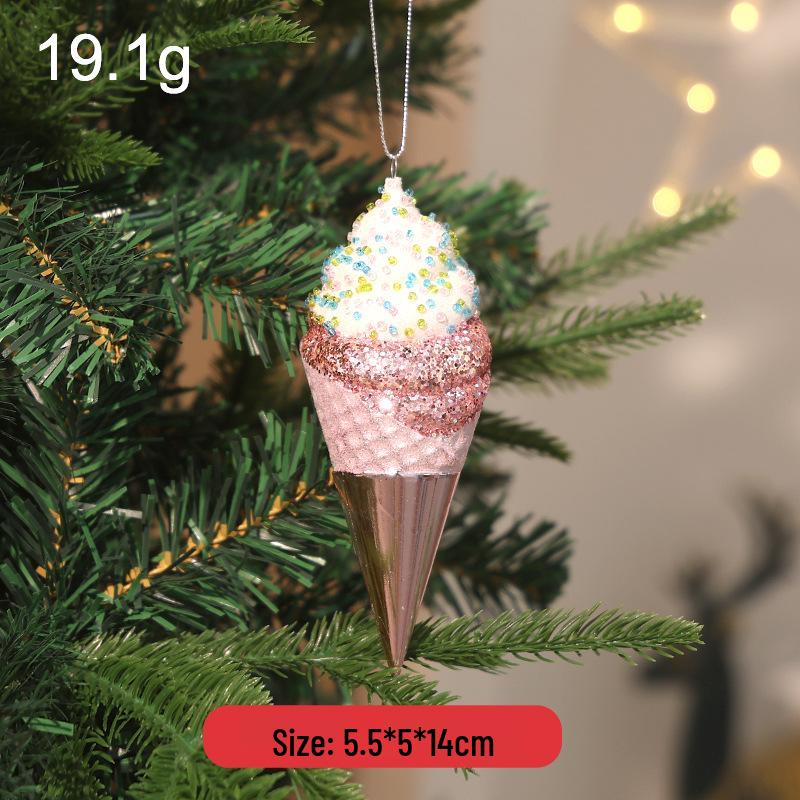 Pink Cartoon Christmas Tree Ornament with Glitter Sequins - Ins Style